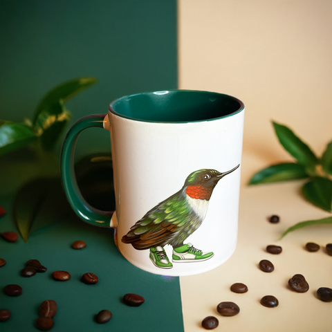 Hummingbird wearing sneakers Mug