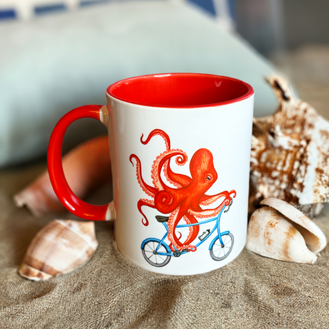 Octopus riding a Bike Mug