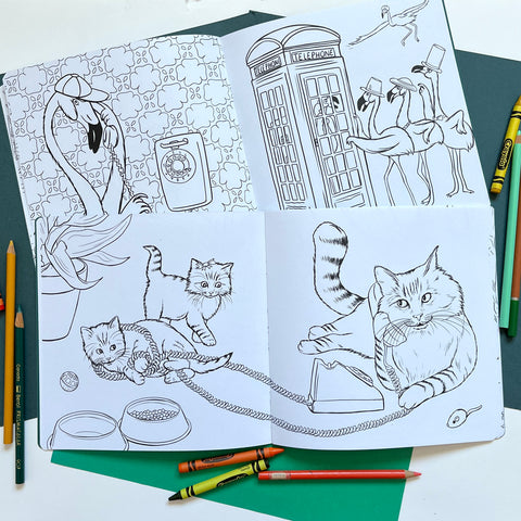 Coloring book, Animals on the phone