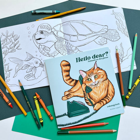 Coloring book, Animals on the phone