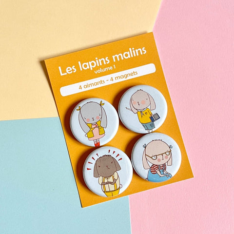 Aimants Les Lapins Malins Vol 1 (ensemble de 4)