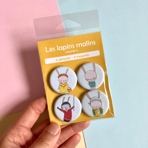 Aimants Les Lapins Malins Vol 2 (ensemble de 4)