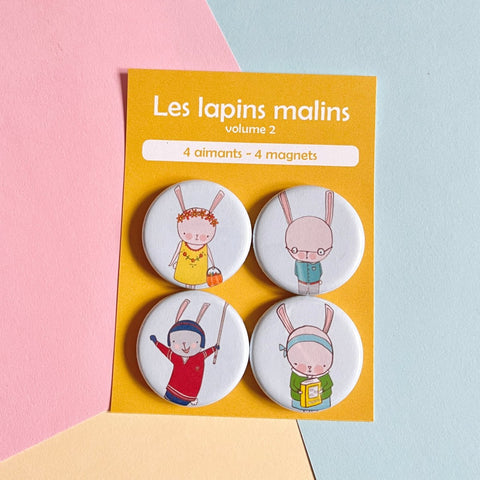 Aimants Les Lapins Malins Vol 2 (ensemble de 4)