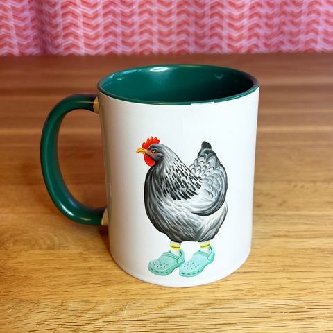 Hen wearing Crocs Mug