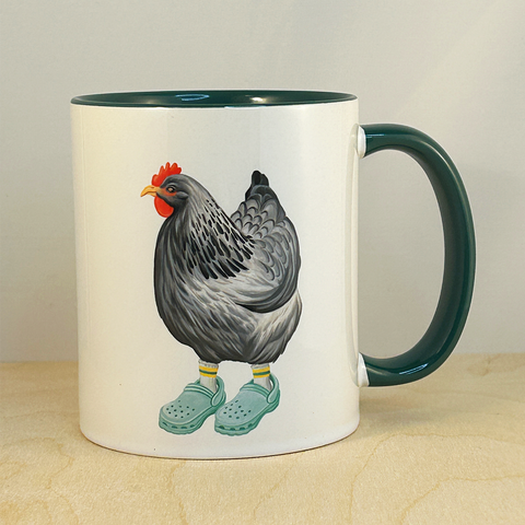 Hen wearing Crocs Mug