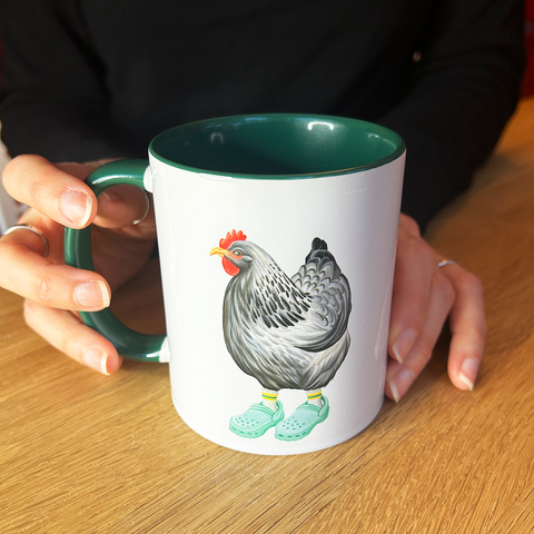 Hen wearing Crocs Mug