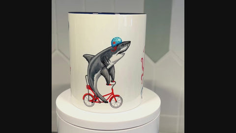 Whale, Shark and Octopus riding bikes Mug