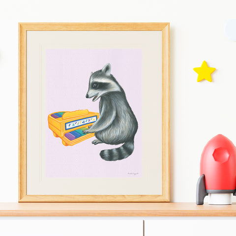 Bébé raton au piano - Affiche murale