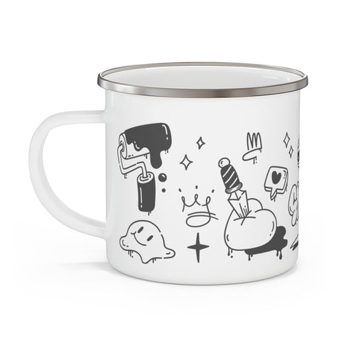 SMILE - Graffiti enamel mug with stainless rim