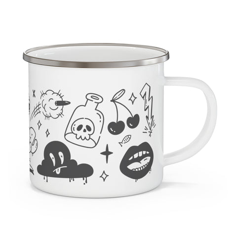 SMILE - Graffiti enamel mug with stainless rim