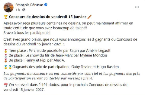 perchaude possédée par Satan, Sagouine n' Roses, François Pérusse, concours de dessin, vendredi 15 janvier, amélie legault, affiche