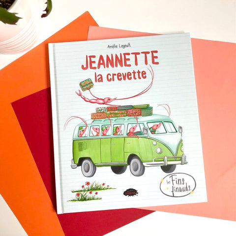 Cadeau pour enfants, cadeaux pour professeurs et éducatricesIllustration des crevettes en chaussettes, issue du livre pour enfants Jeannette la crevette par l'autrice et illustratrice Amélie Legault, publié aux Éditions Les Malins