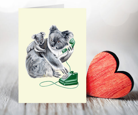 Koalas on the phone Greeting Card