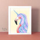 Flamingo illustration, flamingo art, flamingo art print, unicorn art, unicorn illustration, amelie legault, be a flamingo, be a unicorn, art print, unicorn love, unicorn decor, flamingo love, flamingo decor 
