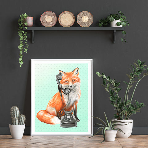 Fox on the phone Greeting Card