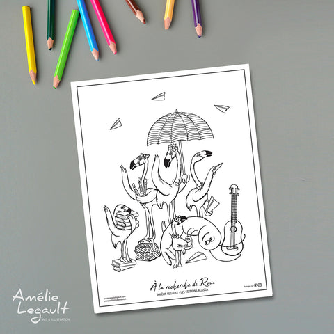 à la recherche de rosie, cherche et trouve, éditions alaska, amélie legault, coloriage gratuit, téléchargeable, imprimable, trio de coloriage, coloriage d'hiver, coloriage de noël, free coloring pages, holiday coloring, christmas coloring