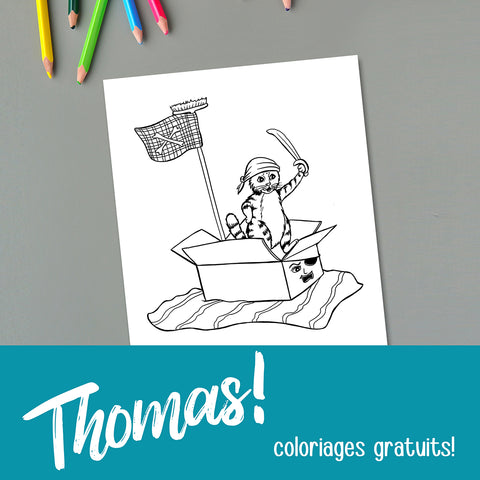 Thomas le chat et les émotions, coloriages gratuits, pages à colorier, Amélie Legault, Les éditions les malins