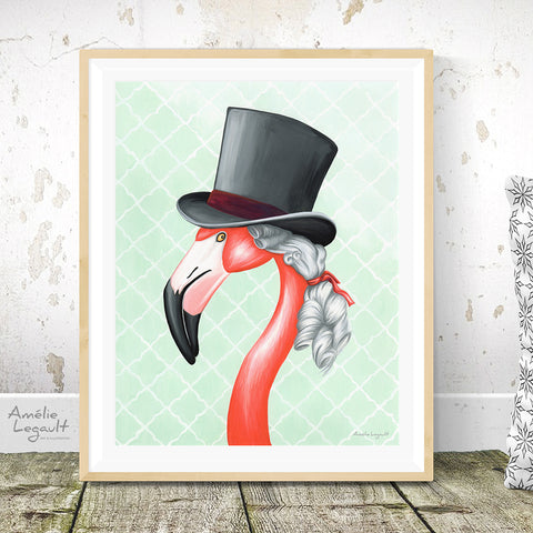 flamingo art, flamingo love, flamingo decor, flamingo illustration, amelie legault,