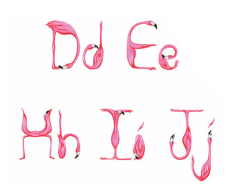 Pink Flamingo ABC poster, Alphabet poster