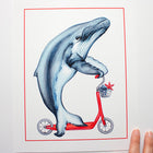 Whale on a scooter, under the sea, art Print, Home decor, sea theme print, sea them decor, kid's room decor, amélie legault